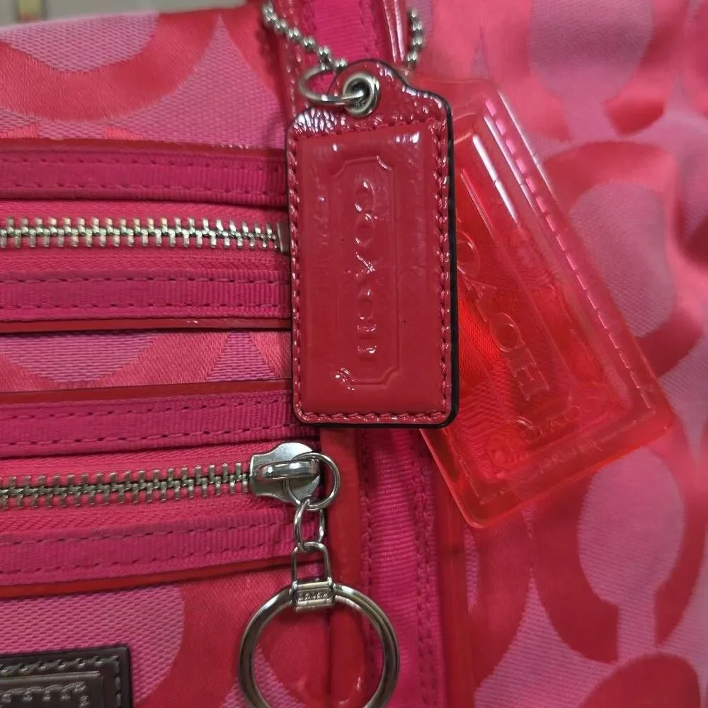 Coach Hot Pink Op Art C Signature Tote Bag and Wallet